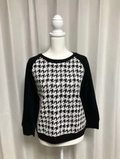 美品 Ｌ 千鳥格子柄風 トップス