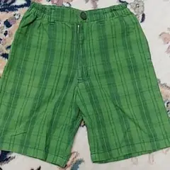 BEBEグリーンチェックハーフパンツ130