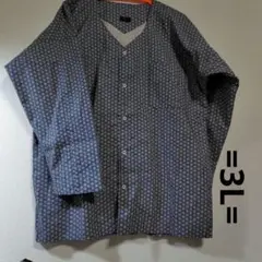 ダボシャツ=紺・麻の葉=3L