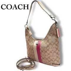 美品 COACH ショルダーバッグ 2way シグネチャー チャーム付 PVC