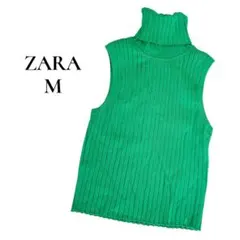 ZARA ザラ　タンクトップ　グリーン　リブニット 春　夏　M