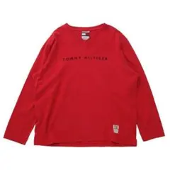 ^*^様 90s TOMMY HILFIGER ロゴ入りVネック長袖Tシャツ ロ