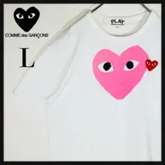 【人気デザイン】コムデギャルソン Wハート Tシャツ L 白 ピンクハート 刺繍 美品 コムデギャルソン ハート ドット 刺繍 Tシャツ XL - メルカリ
