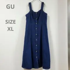 GU　デニムフロントボタンジャンパードレス　ジャンパースカート　XL