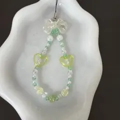 ハート型ビーズ携帯ストラップ