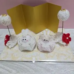 ホワイトウエディングセット　つまみ細工　ちりめん細工