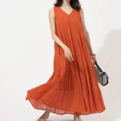 新品　新品　アズールバイマウジー コットンボイルティアードワンピース　オレンジ