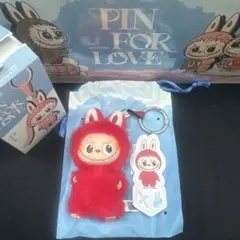 ラブブ　LABUBU ピンフォーラブ　イニシャルラブブ　X レッド