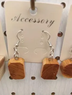 木製シンプルピアス ③