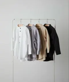 riziere バンドカラーリラックスシャツ ボタン取り外し対応 白 90cm