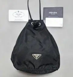 PRADA ブラック ナイロン ドローストリングバッグ