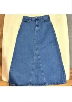 無印良品 木の実から作ったカポック混デニムAラインスカート Lブルー