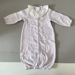 KP 2wayオール　カバーオール　ロンパース　フリル　グリーン　ボーダー　長袖