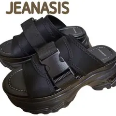 美品【 JEANASIS 】ベルトクリアソール 厚底サンダル 黒 Mサイズのサムネイル