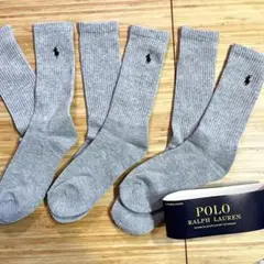 グレー3足組新品 poloポロラルフローレン ブランド レディース　靴下ソックス