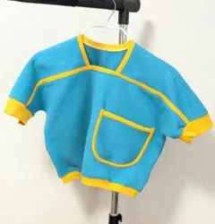 키즈 130cm 액센트 리브 하프 슬리브 숏 니트