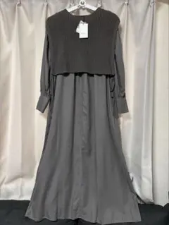 【新品】Apart by lowrysグレー ロングワンピース ニット 長袖