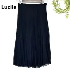 Lucile プリーツスカート ロング丈　フレアスカート　ヒラヒラ　ブラック　M