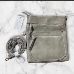 【D.KELLY】 ショルダーバック グレー レザー