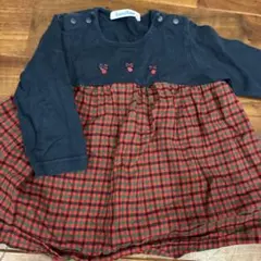 familiar チュニック 80 ネイビー/赤チェック