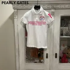 パーリーゲイツ 半袖ポロシャツ 0 ホワイト バックプリント ゴルフ