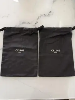 CELINE ロゴ入り 黒 巾着袋 2点セット 約34.5cm×25cmのサムネイル