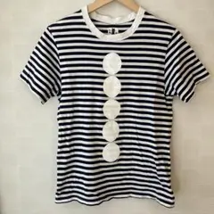 イオグラフィックMr.Aボーダー半袖プリント Tシャツ（白いドット）Sサイズ