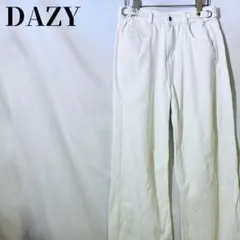 DAZY ホワイトデニム ジーンズ ワイドパンツ M 白 ハイウエスト 古着
