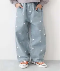 デビロック　ハート刺繍 デニム ワイドパンツ　130サイズ