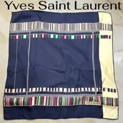 Yves Saint Laurent シルクスカーフ ネイビー