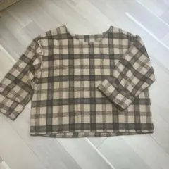 チェック柄　8分袖　ベージュブラウン