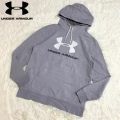 アンダーアーマー パーカー　プルオーバー　ビックロゴ　グレー　XL