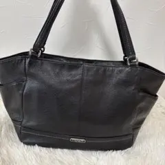 COACH コーチ ペブルドレザー トートバッグ ブラック A4可 大容量
