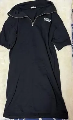 COLZA ハーフジップ 半袖ワンピース ブラック M