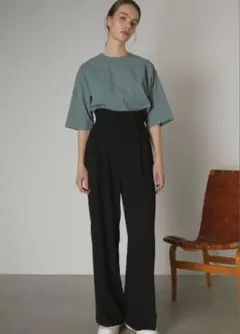 RIM.ARK ハイウエストジョーゼットパンツ36黒