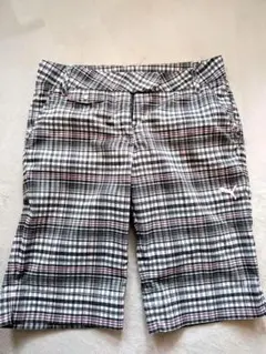 PUMA レディース ゴルフ ハーフパンツ ショート チェック柄 M ピンク×黒