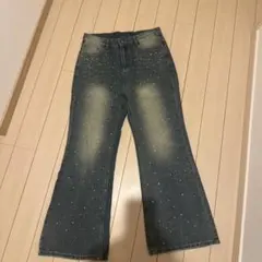 ラメ入りフレアデニム