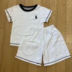 子供服 セットアップ 半袖Tシャツ ハーフパンツ ホワイト 白 ワンポイントのサムネイル