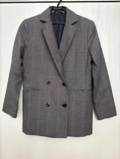 【美品】GU チェックジャケット グレー ダブルジャケット M
