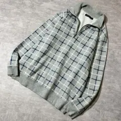 n*i様 00s NAUTICA ハーフジップ チェック スウェット 刺繍ロゴ