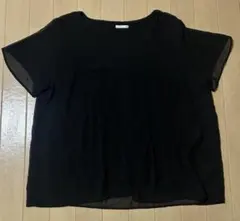 GU XL シフォン シースルー シアー インナー付半袖トップス