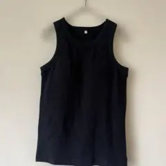 ★未使用★パット付き　GU リブ編み ブラック タンクトップ 黒　サイズM