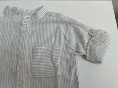 H&M半袖シャツブルーストライプコットン