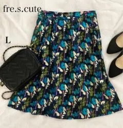 【秋冬先取りSALE】fre.s.cute ボタニカル柄 フレアスカート L