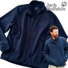 ジャックウルフスキン ソフトシェルジャケット マウンテンパーカー ネイビー XL