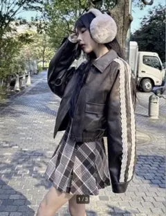 ヴィンテージラインレザーショート丈ジャケット[tu1473] ブラウン　grl