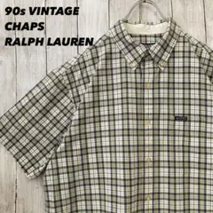 90sヴィンテージ古着CHAPSラルフローレン　半袖マドラスチェックBDシャツL