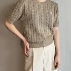 新品 「U.S.POLO ASSN.」 ワンポイント半袖ケーブルニット(L)