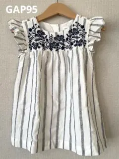 【GAP95】刺繍ストライプワンピース