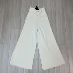 【新品未使用】zara ニットパンツ　レースアップ　フレア ガウチョ　フレア